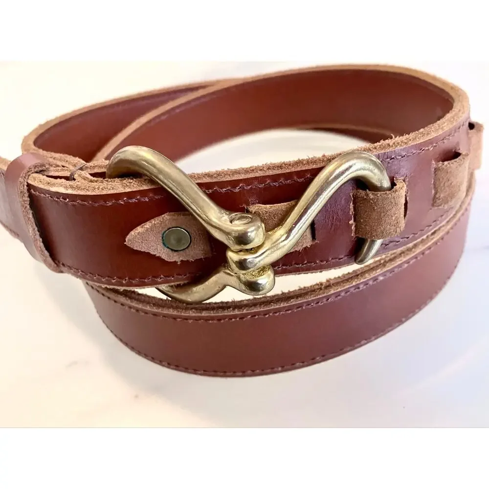Leather Belt Hoof Pick Brass Hook Buckle Sz 40 Unique Western Equestrian Accent